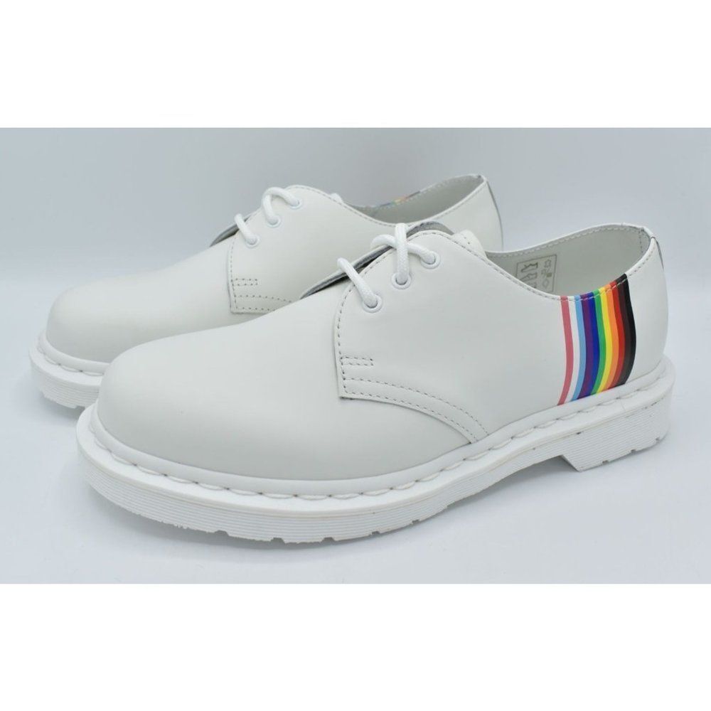 Dr Martens 1461 Womens Size 8 Pride Rainbow Derby White Leather LGBTQ+ Shoes - Picture 3 of 11